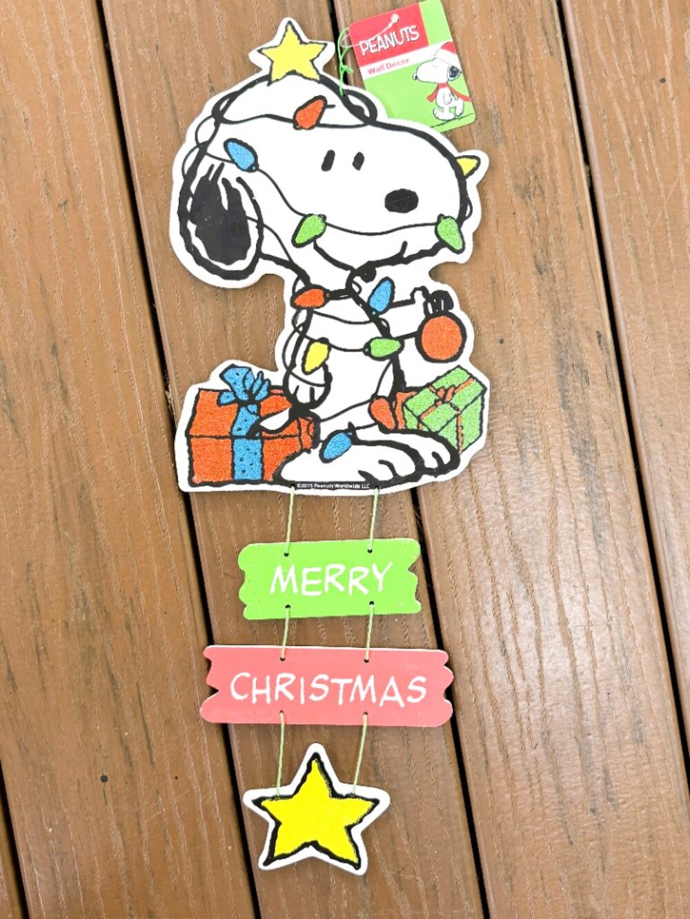 NWT 2018 Peanuts Worldwide Snoopy Merry Christmas 20" Door Hanging Sign